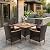 Green4ever Outdoor Patio Table and Chairs Sets with Removable Washable Cushions, Outdoor Patio Furniture Set with Acacia Wood Tabletop, 5-Pieces Outdoor Dining Set for Deck, Garden, Backyard, Brown