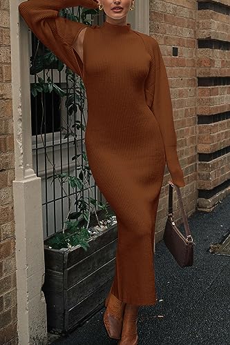 PRETTYGARDEN Women's Fall 2 Piece Outfits Knit Long Sleeve Cropped Cardigan Pullover Sweater Maxi Dress Sets Winter Clothing