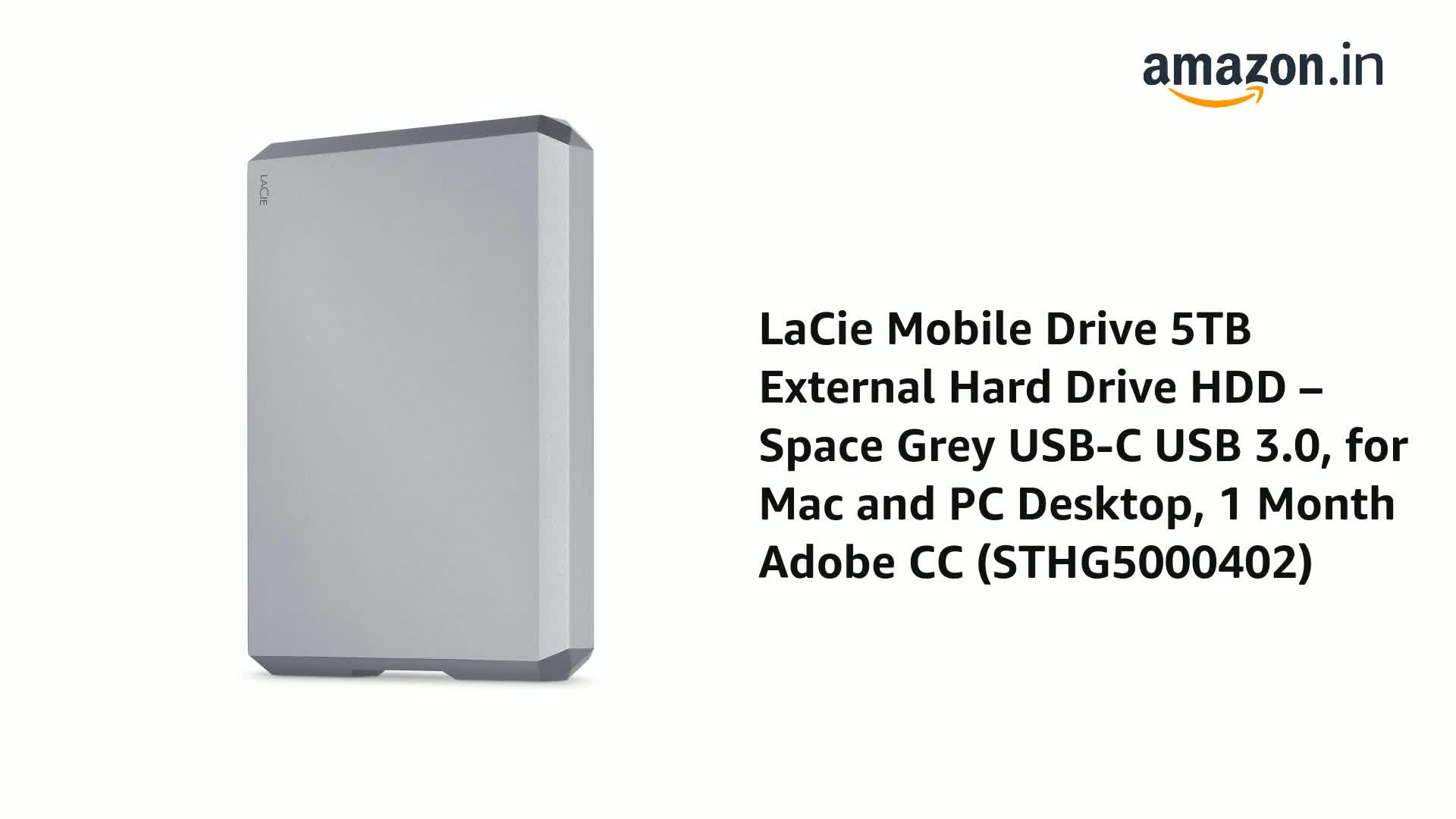 ELECOM - 【取置中】LaCie Mobile Drive 5TB HDD スペースグレイ LaCie Mobile Drive SpaceGray 5TB - STHG5000402