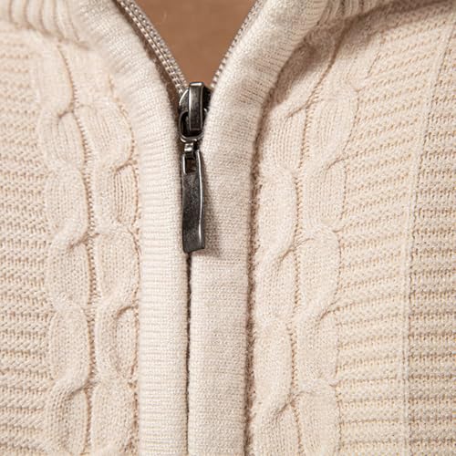 Muscularfit Long Sleeve Warm Sweater Polo Men Golf Solid Quarter Zip Ribbed Knit Regular Fit Sweater Causal Fashion Pullover2