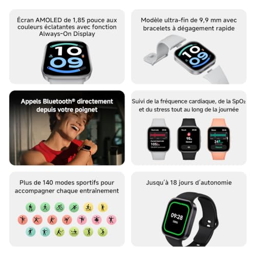 Xiaomi REDMI Watch 6 Active Bluetooth GPS 46mm Aluminium Taille Unique - vue 6