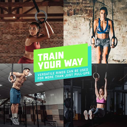 Elite Sportz Gymnastic Rings - Exercise Ring Set For Total Body Strength Training & Pull Ups W/Secure Buckles & Straps - 2 Non Slip Olympic Rings, Indoor Workout Equipment For Kids & Adults #TOP6