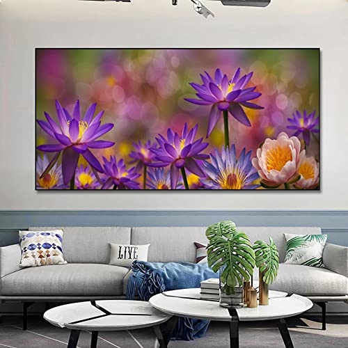 Peinture paysage lotus KEBIA grand format pour creer un salon zen et relaxant