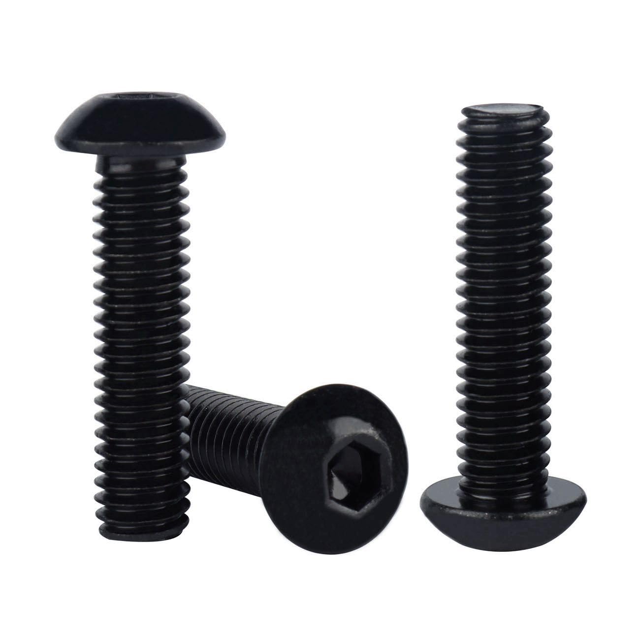 SZJIUZYD #10-24 x 5/8" Button Head Screws Socket Cap Bolts 304 Stainless Steel 18-8, Allen Hex Drive, UNC Fully Machine Thread, 40Pcs Black