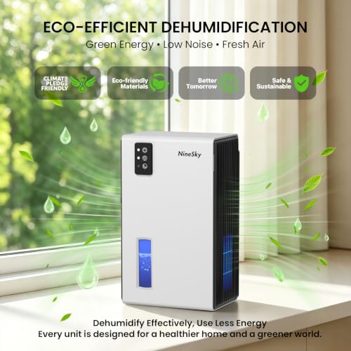 NineSky Dehumidifiers for Home, 1000 Sq.Ft Dehumidifier with 95oz Water Tank, Quiet Dehumidifier for Basement Bathroom Bedroom with 7-Color Ambient Light & Auto Shut Off, White - Image 2