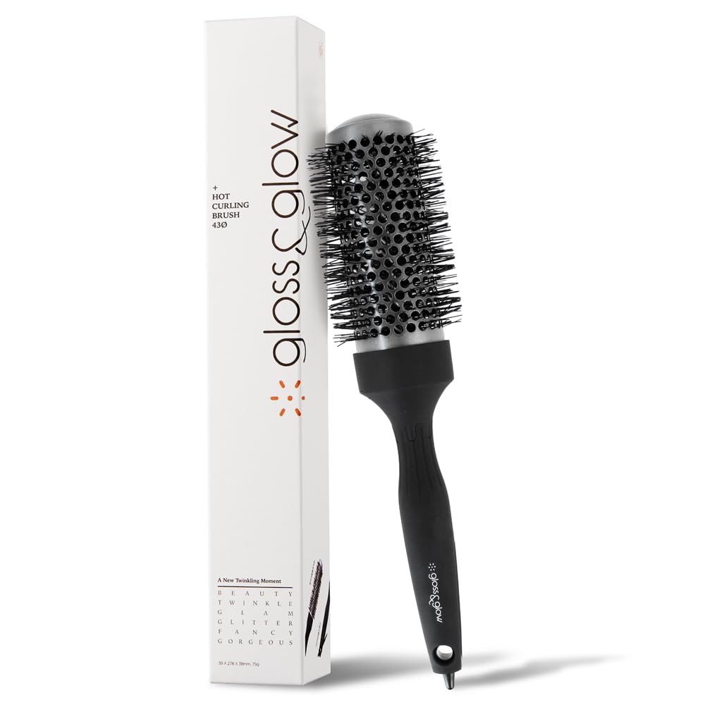 Cepillo redondo profesional de salón con revestimiento de cerámica para secado por soplado, peinado rápido y cabello voluminoso (1.7 pulgadas)