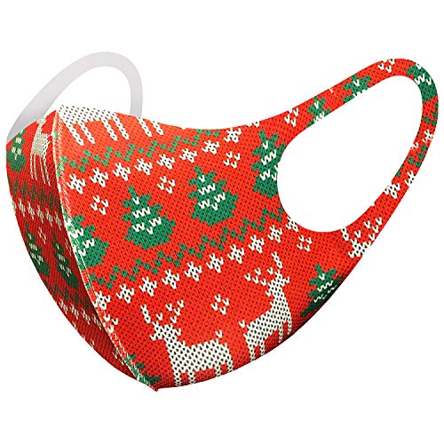 Christmas Themed Unisex Face_Mask Bandana Neck Gaiter Fashion Cloth Fabric Face Protection, Unisex Earloop Black Dust Reusable Washable (Pack of 1 Adult M67)