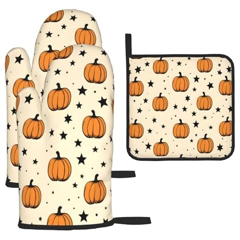 DJYQBFA Halloween Pumpkins Oven Mitts Set Cover