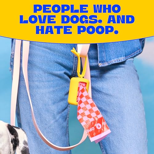Image of Dog Poop Bag Dispenser with 15 14 inch Bags Capacity | Yellow Silicone Dog Poop Bag Holder for Leash | Durable, Portable & Refillable Waste Bag Case | Only Fits Waste Happy bags