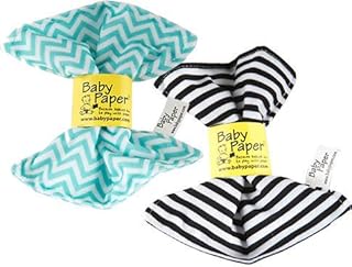 Baby Paper â€“ 2 Pack of Crinkly, Sensory Toys, Black & White Stripe, Turquoise Zig Zag