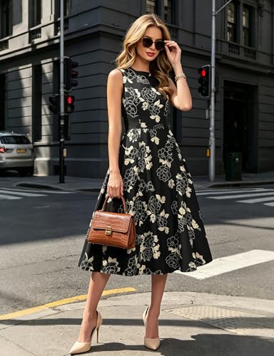 Image of Simple Flavor Women's Vintage Dress Sleeveless O-Neck Party Cocktail Dress