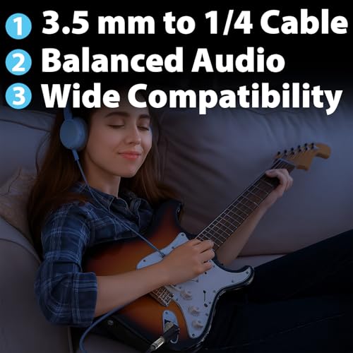 Cable de Audio Stereo Jack 3.5mm a 1/4 Braided 3.3ft miniatura 2