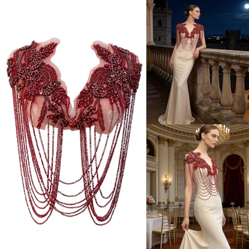 Patch de perles de haute couture et strass pour décoration de robe