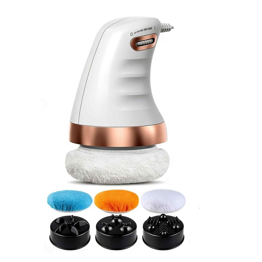 Massaggiatore Anticellulite Professionale, 3 Testine Intercambiabili e 3 Pad Lavabili Sollevamento,Ringiovanisce, Tonifica e Illumina la Pelle per Pancia, Glutei, Gambe