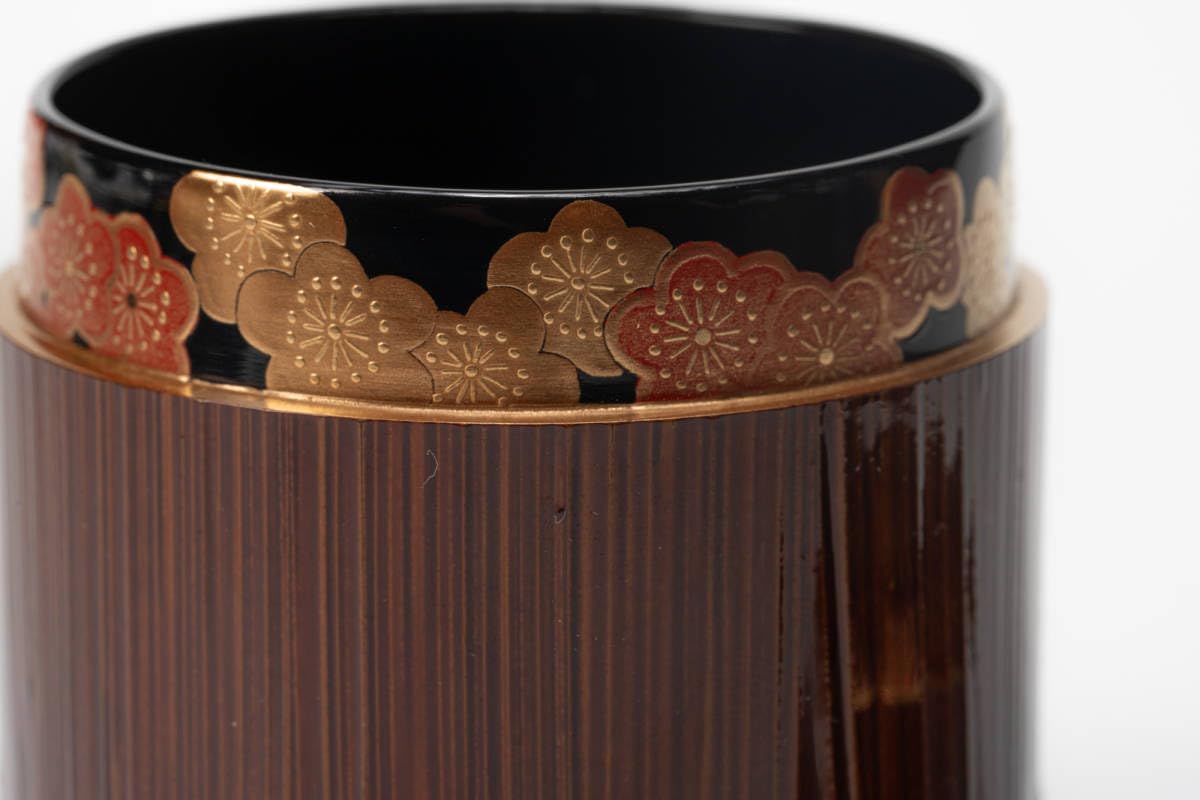 Amazon.co.jp: 竹皮塗松竹梅蒔絵吹雪塚本規義作茶道具薄器共箱棗【真作