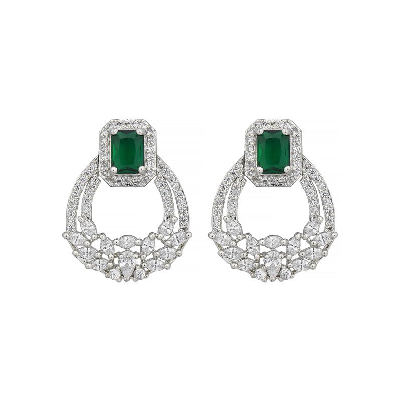 Kalaa Stunning American Diamond Cubic Zirconia Earrings Elegant Gold Silver Tone Jewelry for Women Lightweight Party Wedding Everyday