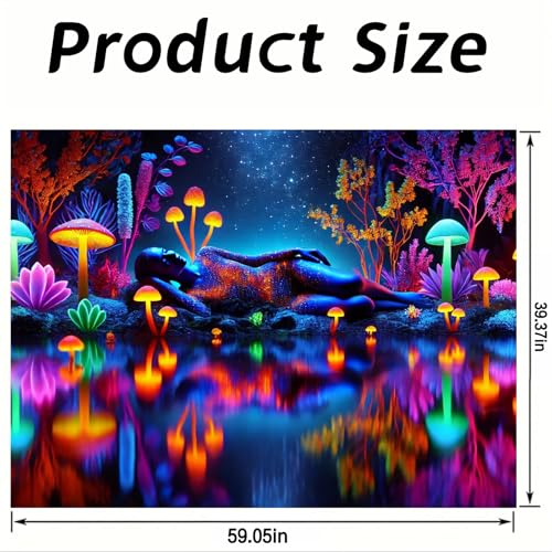 Image of Nuxovilar Neon Mushroom Wall Tapestry Polyester 78.74x59.05 In