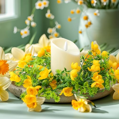Daifunli Faux Primrose Candle Rings (2 pcs)