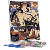 Kit de pintura por números para adultos, arlequín con una guitarra, pintura por Juan Gris, kit de pintura por números para niños y adultos