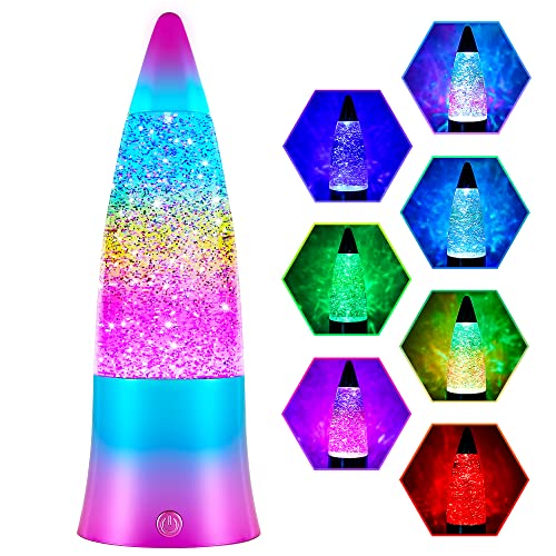 Gifts For Adults Kids,Lava Lamp With Clear Liquid,Usb Powered/Battery Powered Night Light With Automatic Color Changing Function,Rainbow Glitter Lamps For Home Office Room Desktop Decoration #TOP6