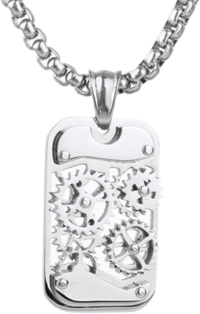 Hallery Mens Fashion Titanium Steel Rotatable Mechanic Gear Shaft Pendant(Titanium Steel)