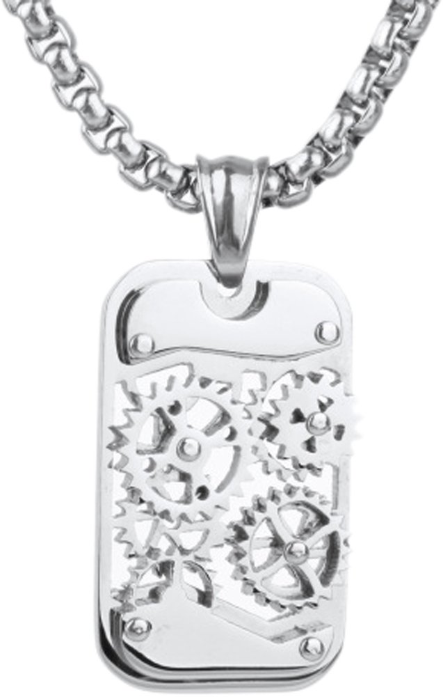 Hallery Mens Fashion Titanium Steel Rotatable Mechanic Gear Shaft Pendant(Titanium Steel)