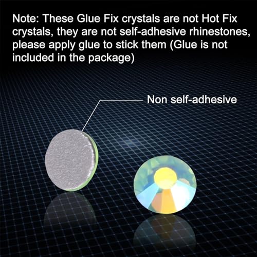Jollin 1440pcs Flatback Rhinestones Glue Fix Crystal Glass Diamantes Gems for Crafting Nail Art Crafts Decorations Clothes Shoes 3.2 mm (ss12, Light-Green AB)