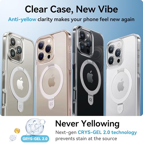 Image of CASEKOO Ultra-Magnetic Invisible Stand for iPhone 16 Pro Max Case, Clear | [Compatible with MagSafe] [16FT Military-Grade Protection] Phone Grip Transparent Slim 16 Pro Max Phone Cover 6.9'', Clear