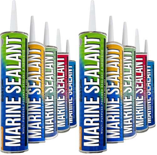 Image of Marine Sealant and Adhesive, Waterproof Marine Grade Caulk, High Temp | Water Sealant for Boat, Auto, RV, Without Silicone, 1 Tube, Gray, 10 oz (Pack of 2)