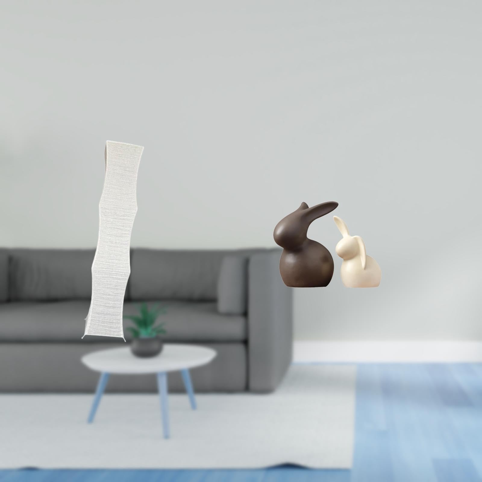 Enakshi® Living Room Paper Floor Lamp Shade with Ceramic Statue Set Porcelain Bunny Decor for TV Stand Cabinet Garden Easter Decorations Standing Lamp Light Cover Lampshade-image-9
