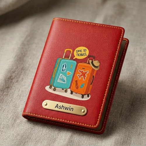 Image of Personalized Passport Cover with Custom Name for Men & Women | Customized Sticker Passport Holder | Anniversary, Birthday, Husband Wife, Boyfriend & Honeymoon Couple Gift