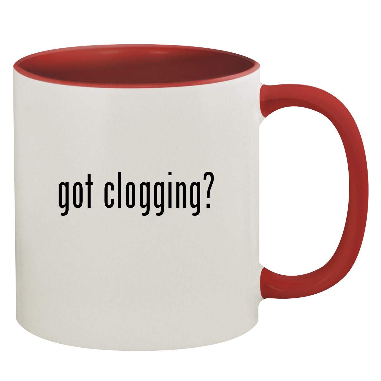got clogging? - 11oz Ceramic Colored Inside & Handle Coffee Mug, Red