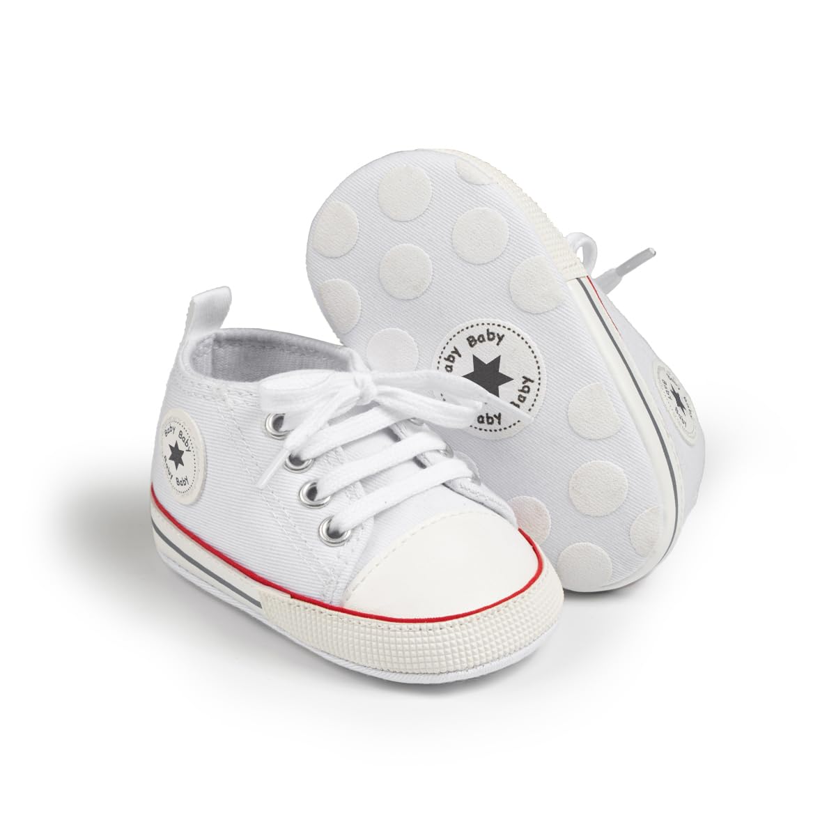 KIDSUN Unisex Baby Boy Girl Canvas Sneaker Soft Sole Infant Lace up Newborn Ankle Toddler First Walkers Crib Shoes