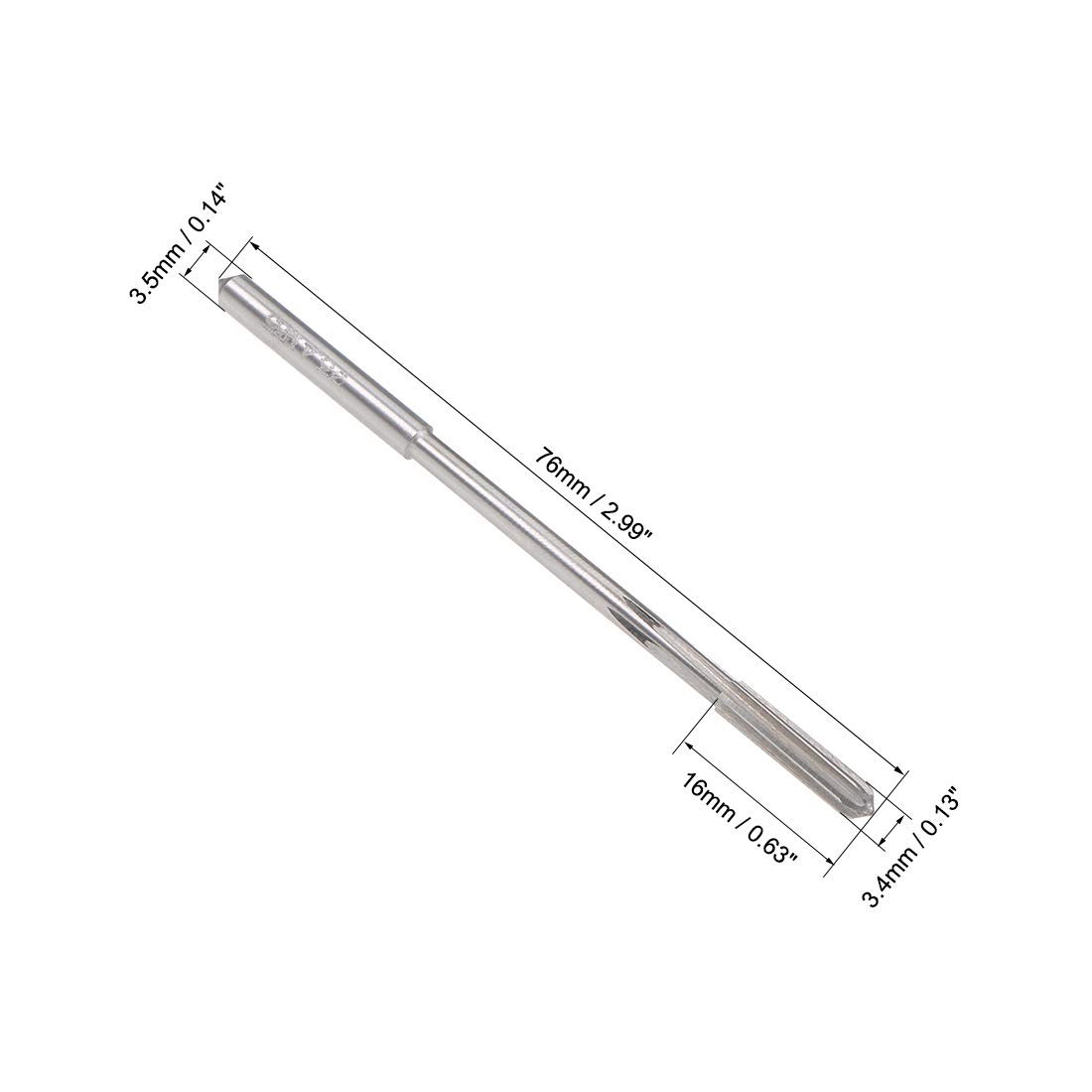 sourcing map 3,4mm Fraise Alésoir HSS Cobalt M35 Tour Machine Alésoir D4 6 Droit Cannelures Rond Tige Fraisage Outil Coupe pour Inoxidable Acier Alliage Cuivre Métal