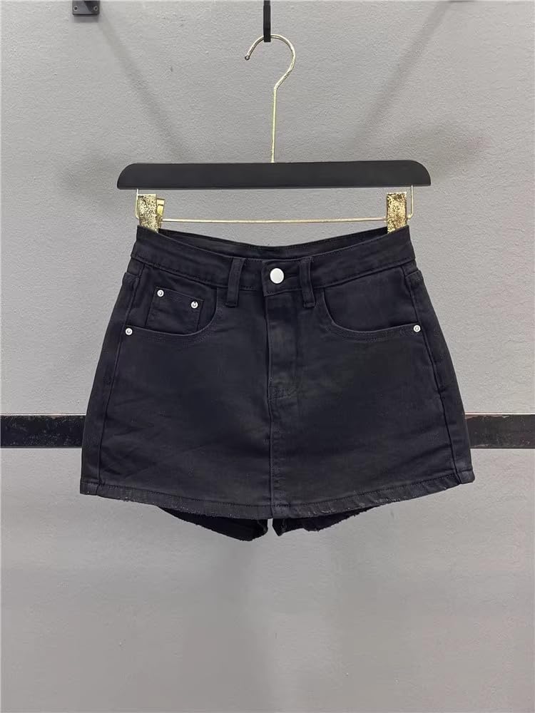 American Retro Denim Skirt for Women in Summer Elastic Slim Hip Short Pants