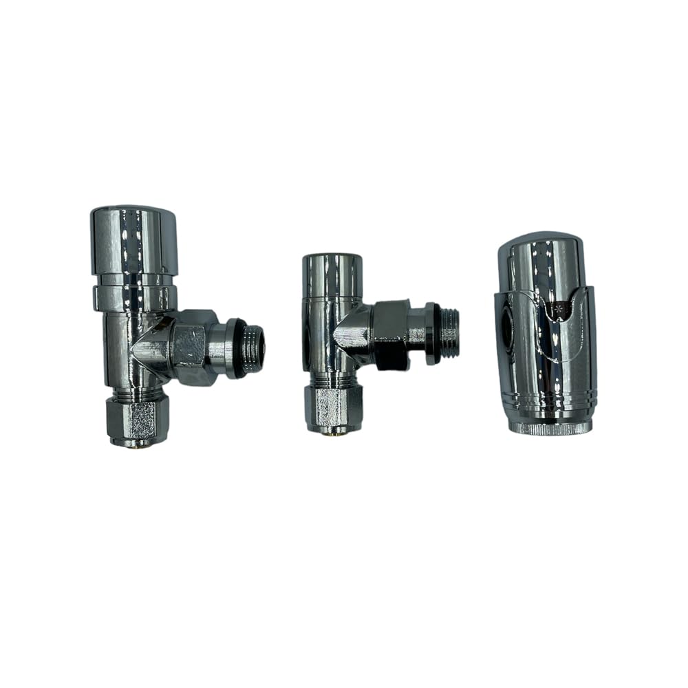 Kit Valvole Termostatiche per Termosifoni HM Cromate 1/2"x16 mm | Valvola + Detentore + Adattatori Multistrato + Testa Termostatica | Risparmio Energetico e Controllo Temperatura