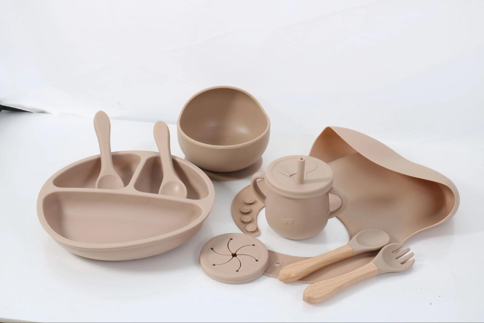 silicone baby plate set (beige)