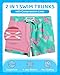maamgic Boys Swim Trunks with Compression Liner Toddler Boy Swimsuit Quick Dry 4-Way Stretch Swimming Trunks Cute Flamingo Green 2T