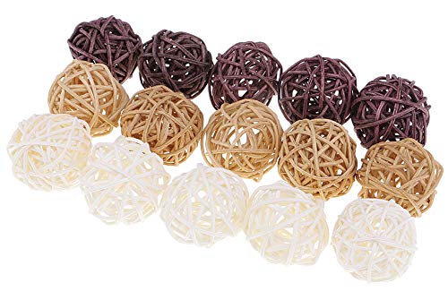 Easnea 15 palline di vimini in rattan, per vasi fai da te, decorazione per matrimoni, casa, decorazione da appendere, coriandoli da 5 cm (argento