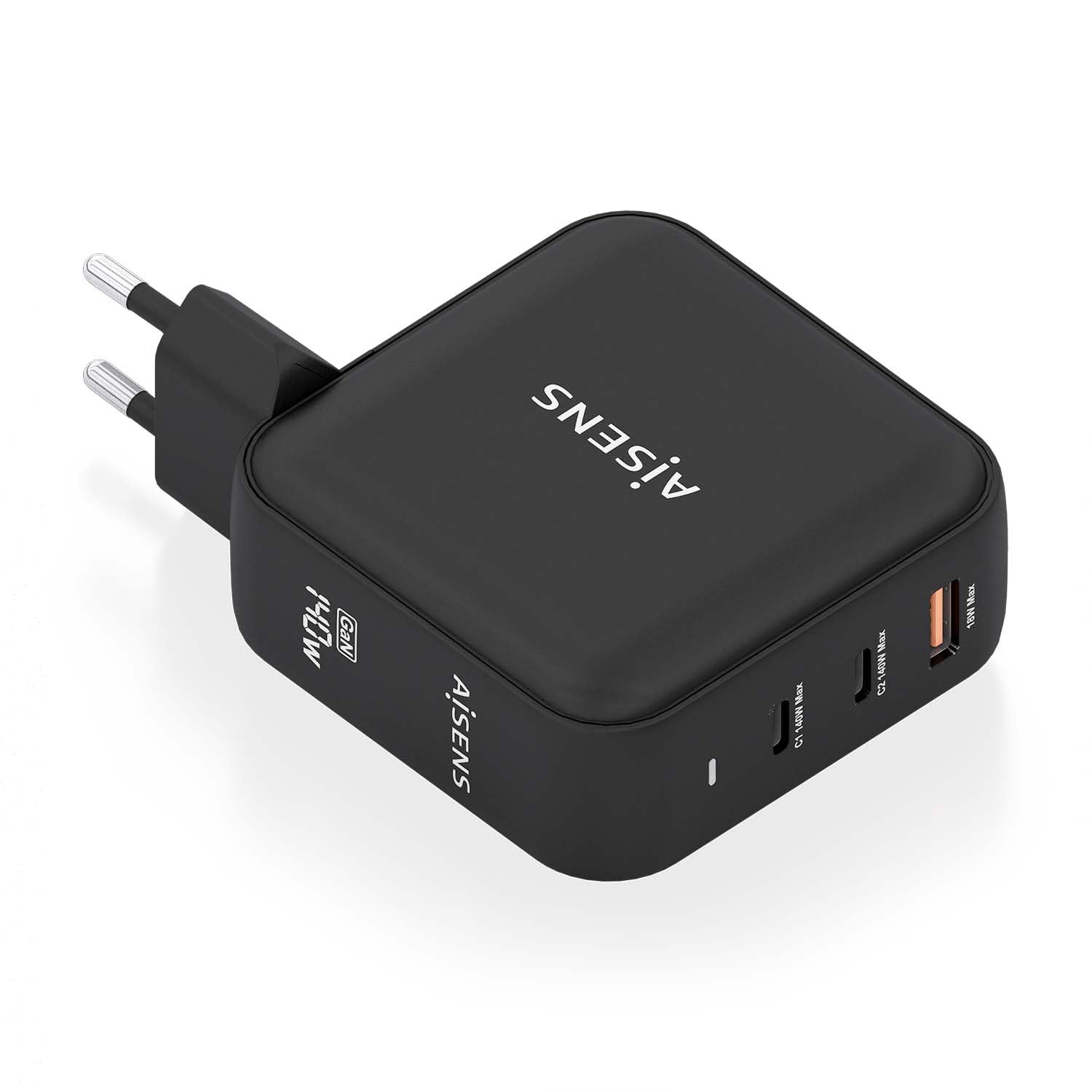 AISENS - ASCH-140W3P031-BK - Cargador GAN 140W, 2XUSB-C PD3.1 QC4.0, 1XUSB-A QC3.0, Negro