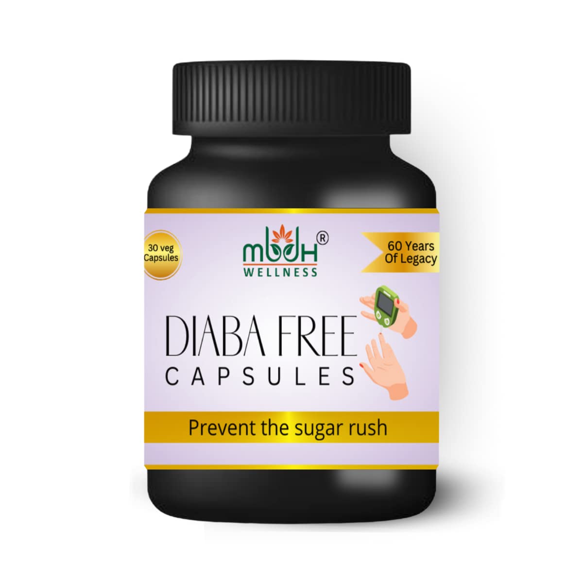 MBDH Wellness Diaba free capsule | Blood sugar control | with goodness of Gurmar, Karela & more 100% Ayurvedic (30 capsule)