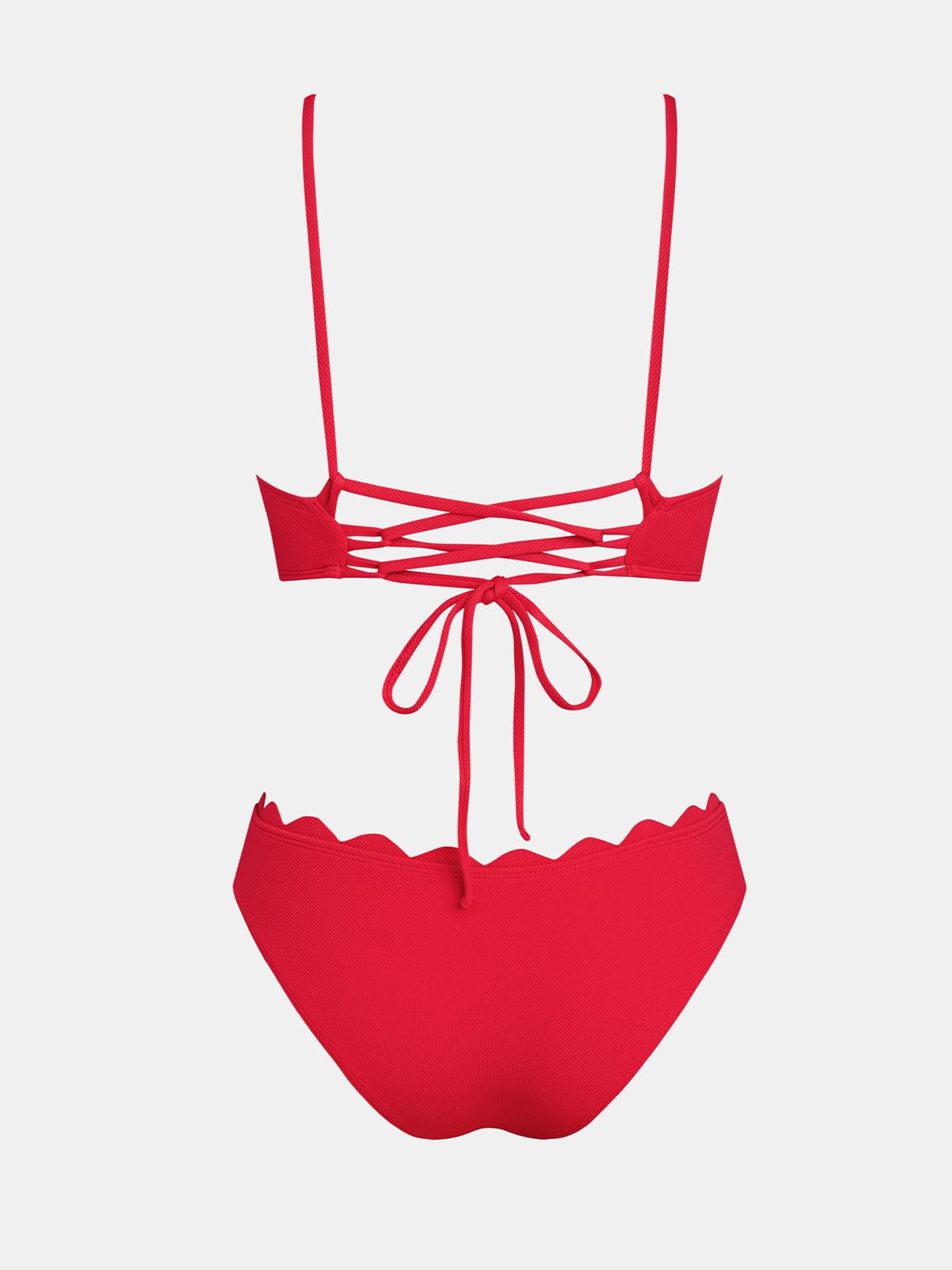 CUPSHE Damski zestaw bikini z krawędzią muszli, trójkątne bikini, tropikalny wzór, dwuczęściowy strój kąpielowy