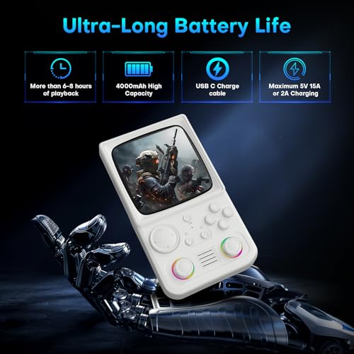 Image of R36TMAX Retro Handheld Game Console, Retro Gaming Console with 4.0 Inch 720x720 IPS Screen, Portable Handheld Linux System, 4000mAh Battery (Ivory White-128GB)