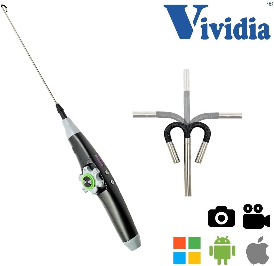Vividia W2430 WiFi/USB Wireless USB 2-Way Articulation Rigid 4mm (0.16") Diameter Short 16" Long Borescope Videoscope Inspection Camera for Windows iPhone iPad Android MacOS Chromebook PC