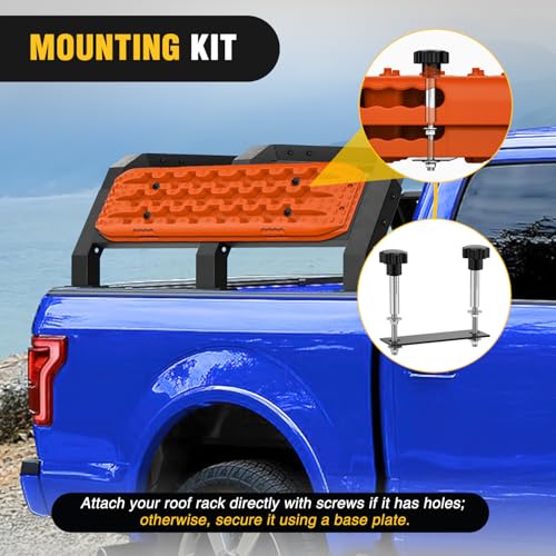 Image of Nilight Recovery Off-road Traction Boards Emergency Tire Mats For 4WD 4X4 Mud Sand Snow with 2PCS Mounting kit Zipper Bag 2 leashes (Orange)