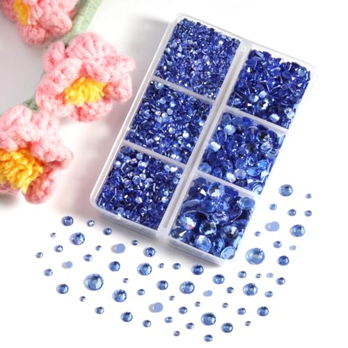Image of BEADSLAND Hotfix Rhinestones, 4000 PCS Light Blue Rhinestones for Clothes Crafts Mixed 6 Sizes with Wax Pencil and Tweezers Kit, SS6-SS30, Light Sapphire