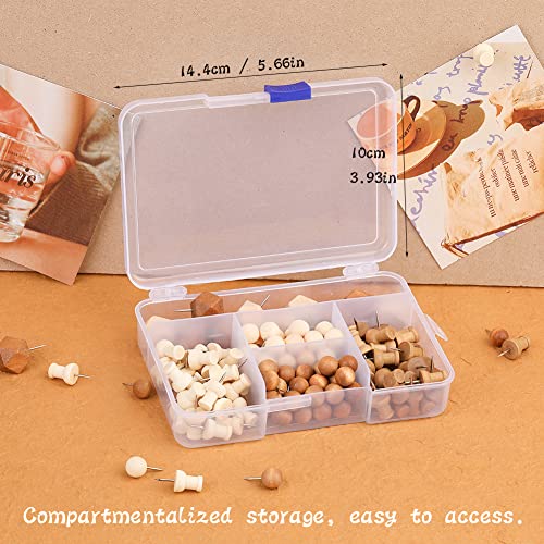 152Pcs Push Pins Set, Including Round Head Push Pin I-Shaped Push Pins Polyhedral Shape Push Pin For Cork Board Bulletin Board Office Wall (Raw Wood Color & Coffee #TOP5