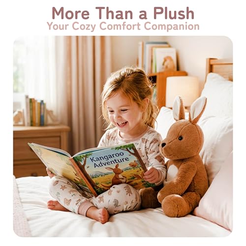 Image of Niuniu Daddy Weighted Stuffed Animals, 14 in 3.5 lb Kangaroo Plush Pillow | Heavy sensory lap pad, lying body pillow for sleeping, machine wash, huggable gift for kids and adults