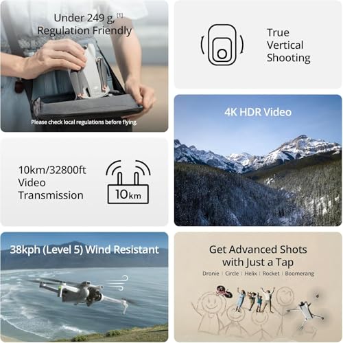 Image of DJI Mini 3, Drones with Camera for Adults 4K, 38-min Flight Time, up to 32800ft (10km) Video Transmission, True Vertical Shooting, GPS Auto Return Integrated, Mini Drone with Camera for Beginners
