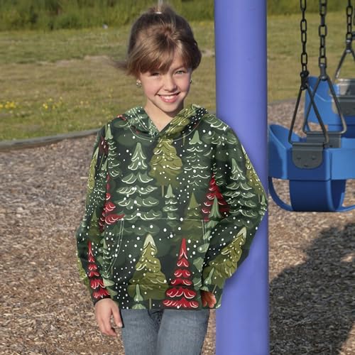 Kids Hoodies Sweaters Christmas Xmas Trees Hooded Sweatshirts with Big Pockets for Boys Girls B04003334